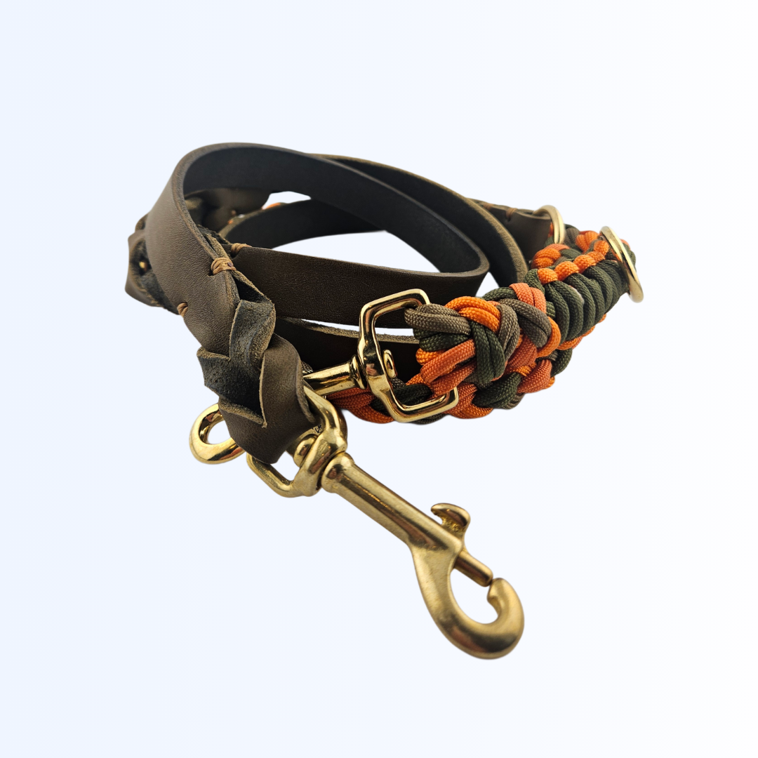 3811 Hundeleine Leder Paracord