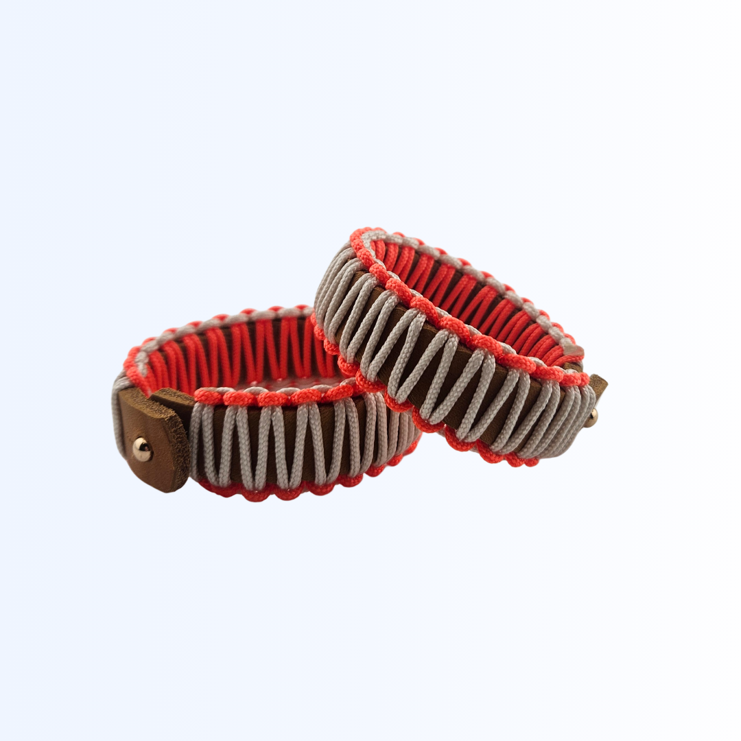 2728 Armband Cognac Creme Neon Orange