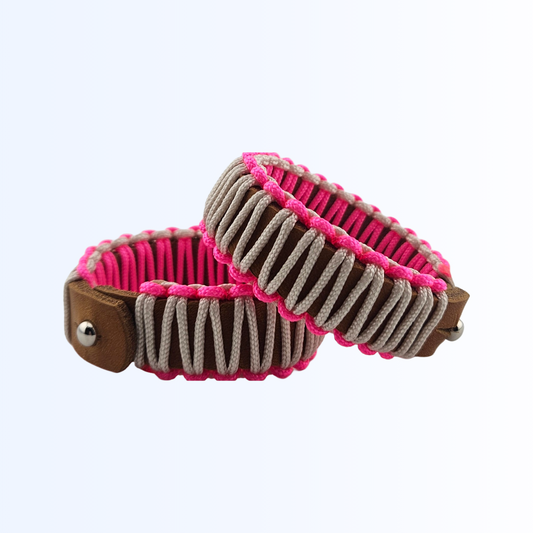 2728 Armband Cognac Creme Neon Pink