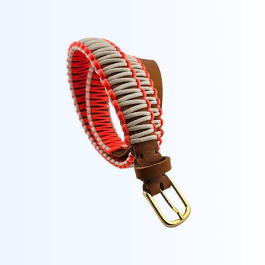 2406 Gürtel Cognac Creme Neon Orange