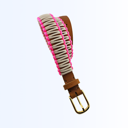 2406 Gürtel Cognac Creme Neon Pink