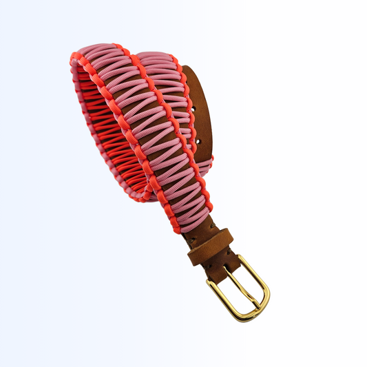 2406 Gürtel Cognac Rosa Neon Orange