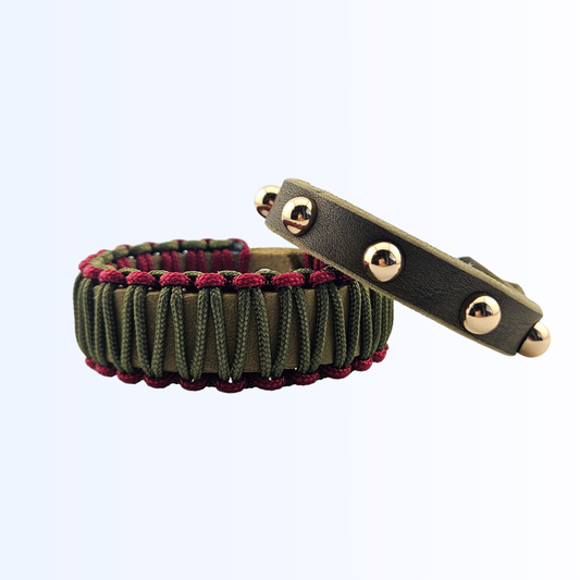 1911 Bundle Armband Leder Paracord und Niete Oliv