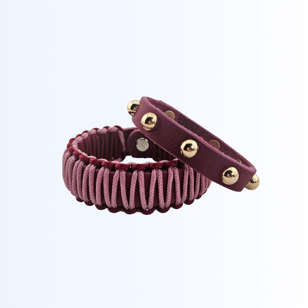 1911 Bundle Armband Leder Paracord und Niete Bordeaux Rosé