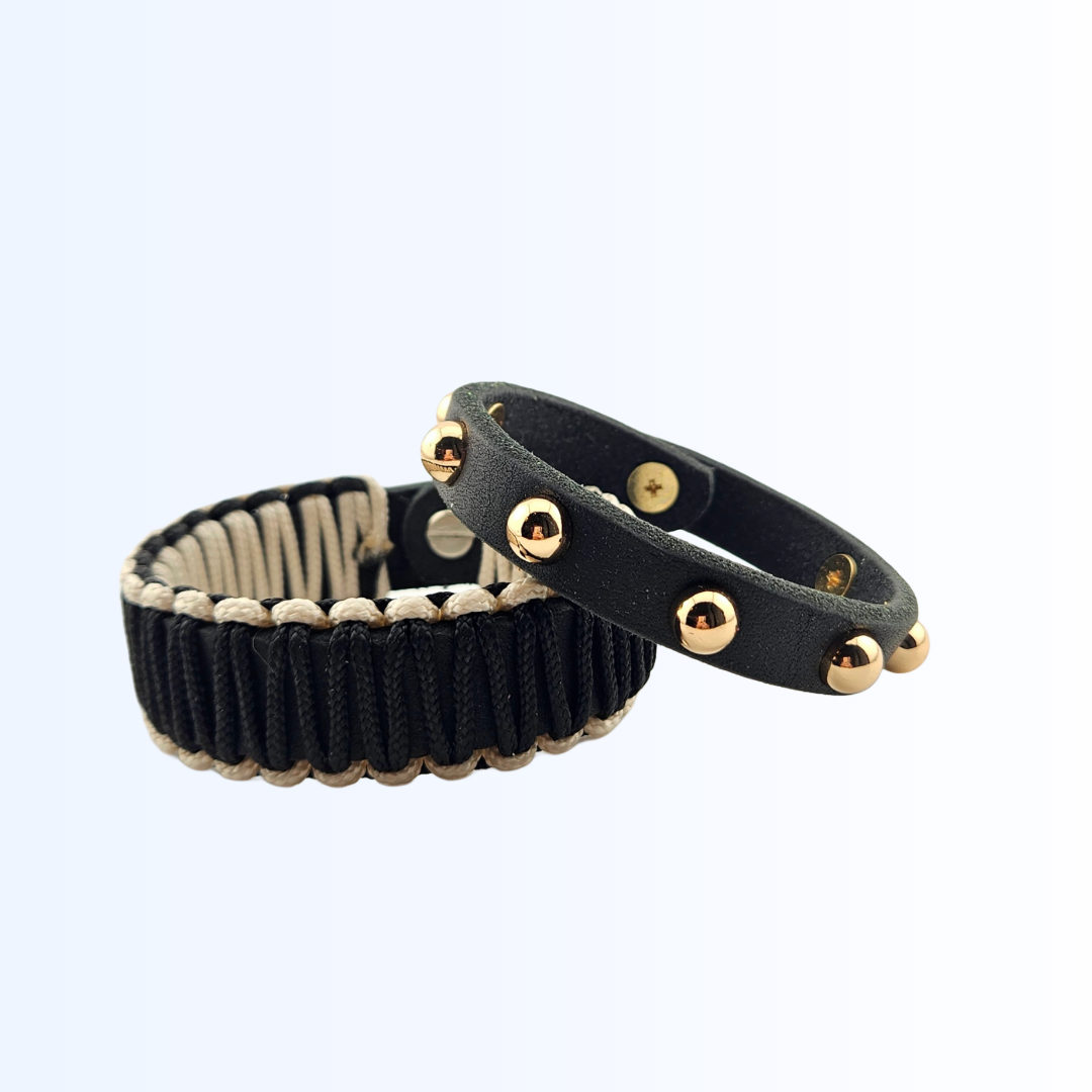 1911 Bundle Armband Leder Paracord und Niete Schwarz