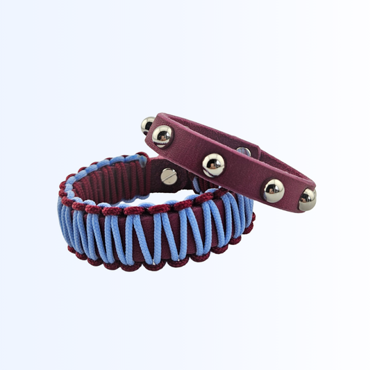 1911 Bundle Armband Leder Paracord und Niete Bordeaux Sky