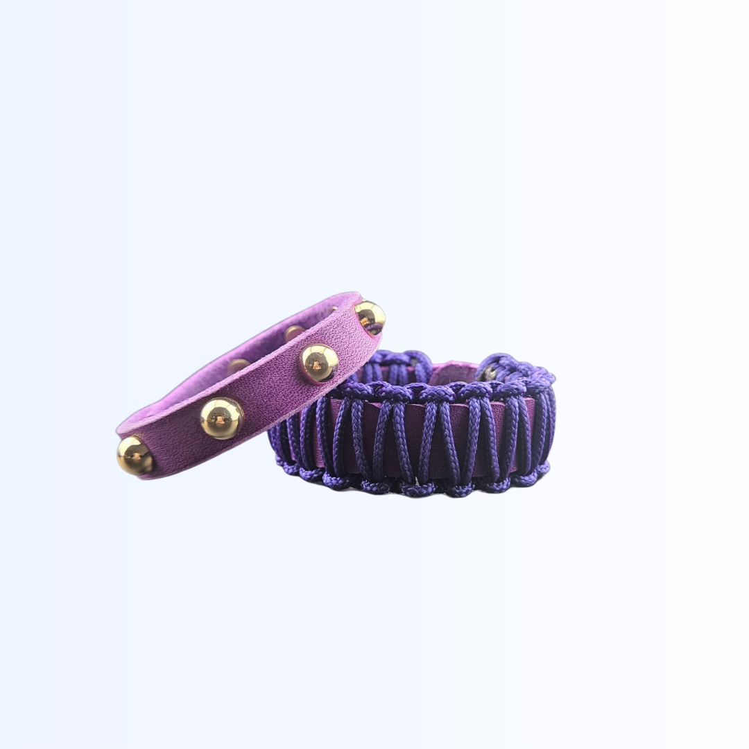 1911 Bundle Armband Leder Paracord und Niete Aubergine
