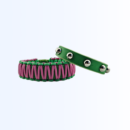 1911 Bundle Armband Leder Paracord und Niete Apfelgrün