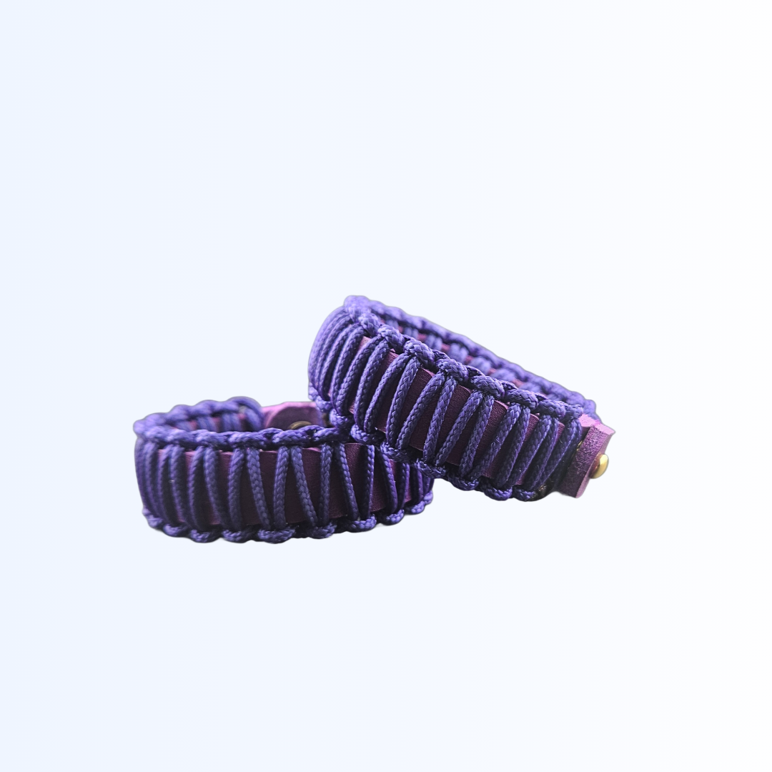 1911 Bundle Armband Leder Paracord und Niete Aubergine