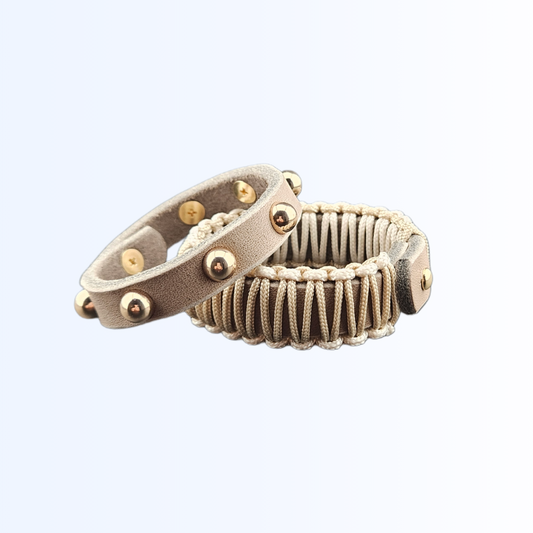 1911 Bundle Armband Leder Paracord und Niete Taupe